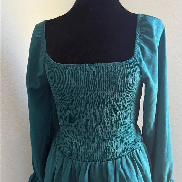Elegant Teal Long Sleeve Dress - Picture 8 of 15